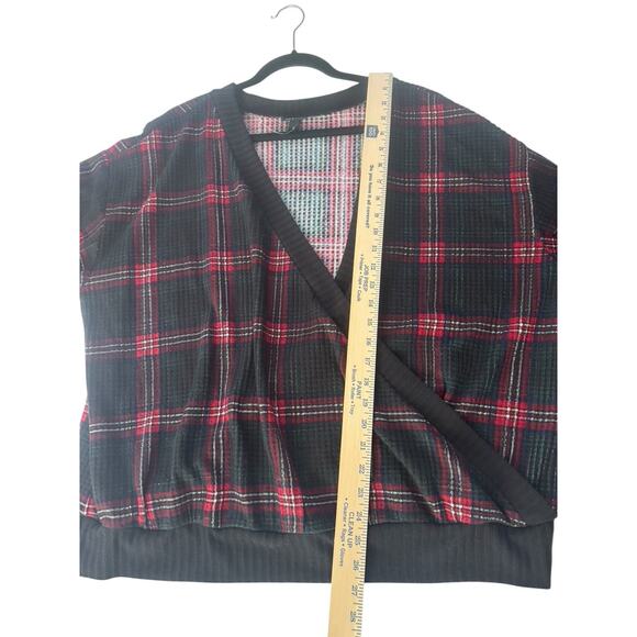 Torrid Size 2 Plaid Surplice Top Waffle Knit Holiday Drop Shoulder #5761 - Picture 11 of 16